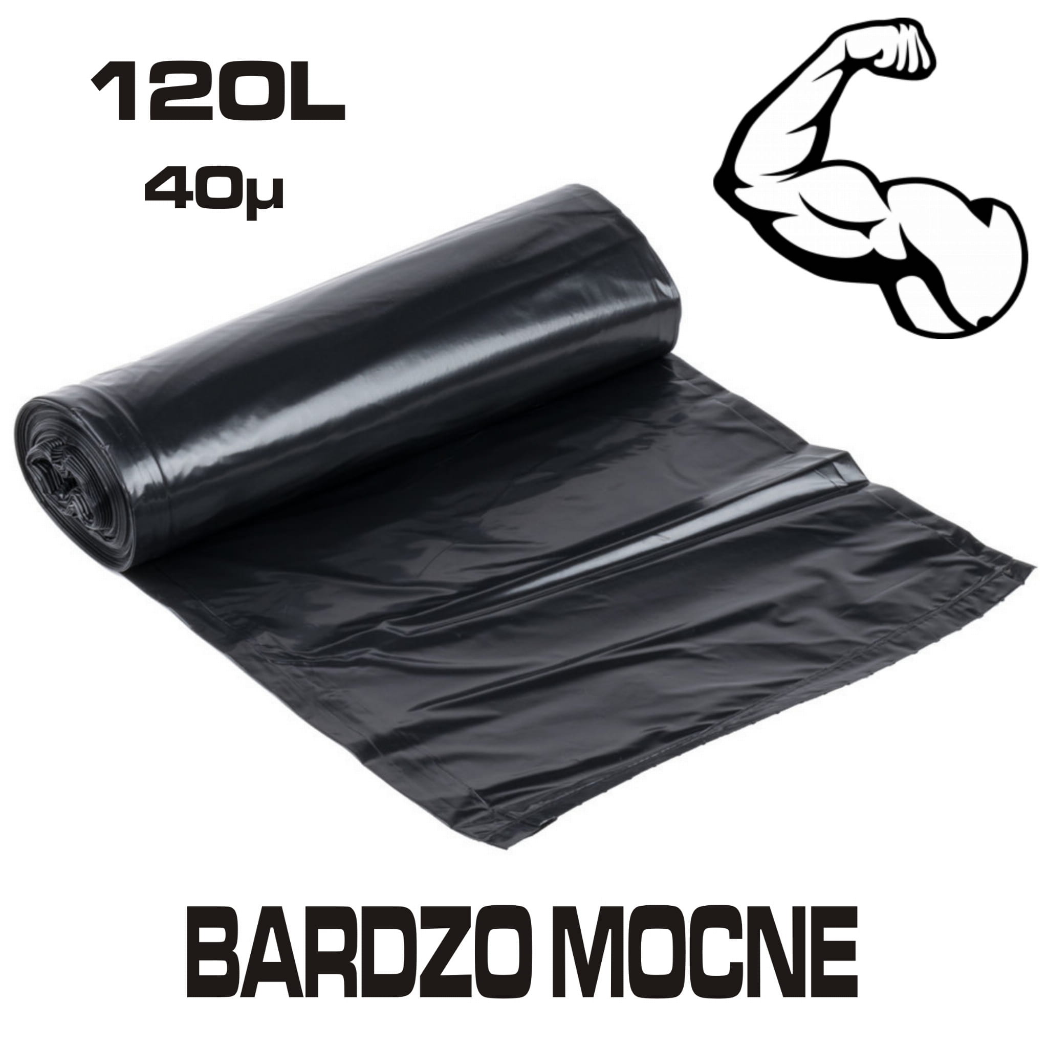 Worki  120L super mocne 70x110cm czarne 25 sztuk