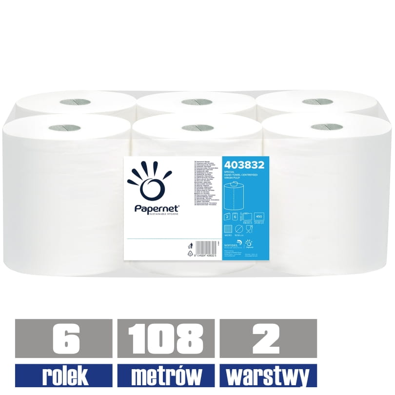 403832 PAPERNET ręczniki w roli MAXI 2-warstwy 108mb / 6 sztuk
