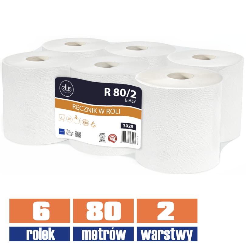 3025 LAMIX ręcznik w roli 100% celuloza 80mb / 6 sztuk